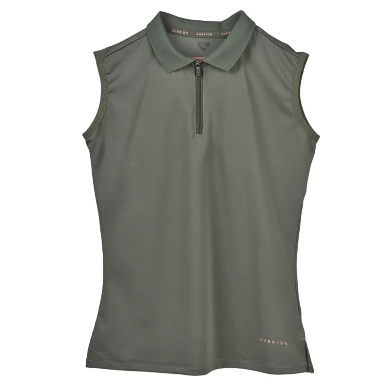 Aubrion Young Rider Poise Sleeveless Tech Polo - Olive